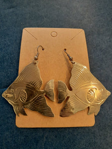NEW Earrings - Stamped Metal Angelfish Silver