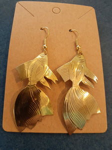 NEW Earrings - Stamped Metal Fancy Goldfish Gold
