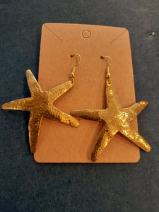 NEW Earrings - Stamped Metal Starfish Gold