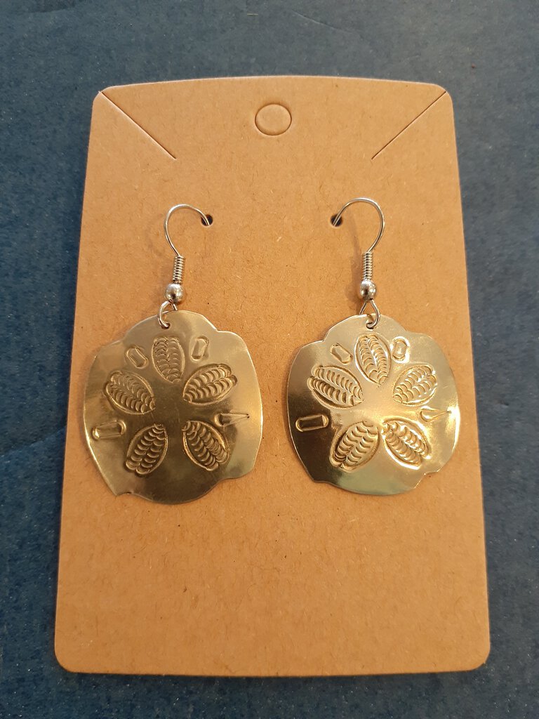 NEW Earrings - Stamped Metal Sand Dollar Silver