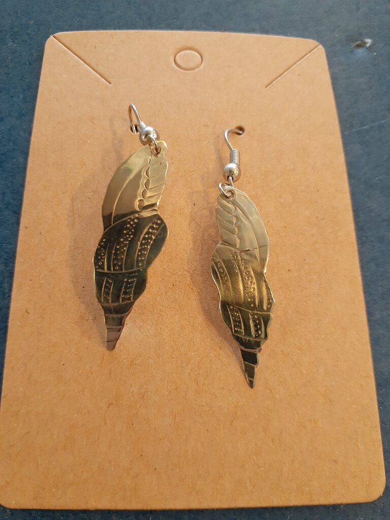NEW Earrings - Stamped Metal Mollusk Silver