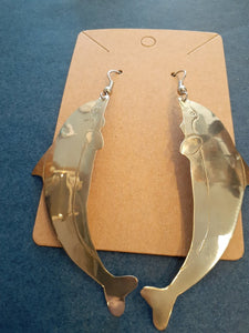 NEW Earrings - Stamped Metal Dolphin Silver