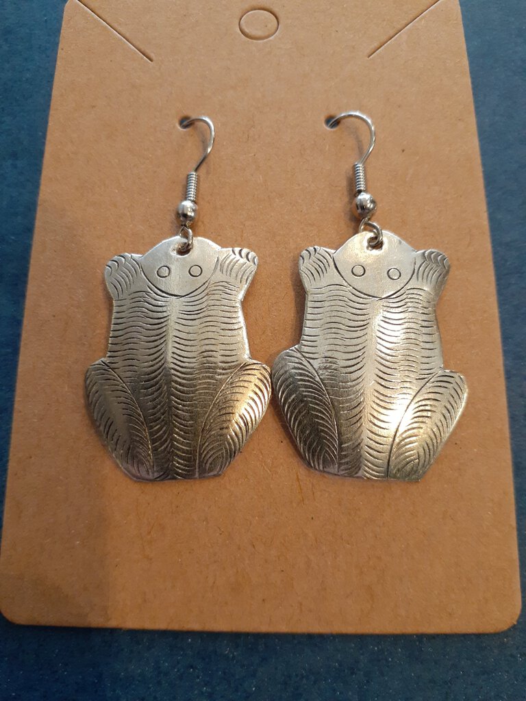 NEW Earrings - Stamped Metal Sloth Silver