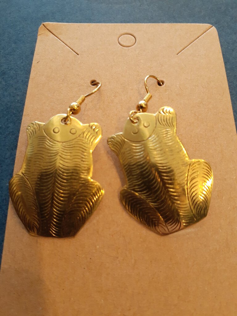 NEW Earrings - Stamped Metal Sloth Gold