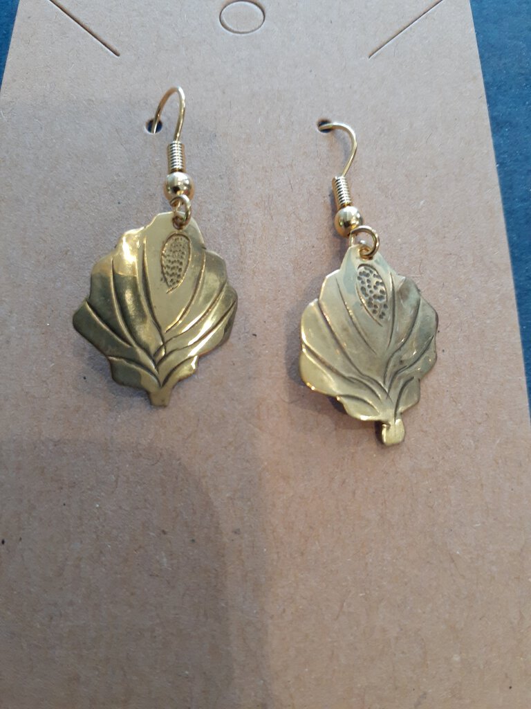 NEW Earrings - Stamped Metal Flower Gold