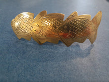 Load image into Gallery viewer, NEW Barette - Stamped Metal 3 Fish Gold
