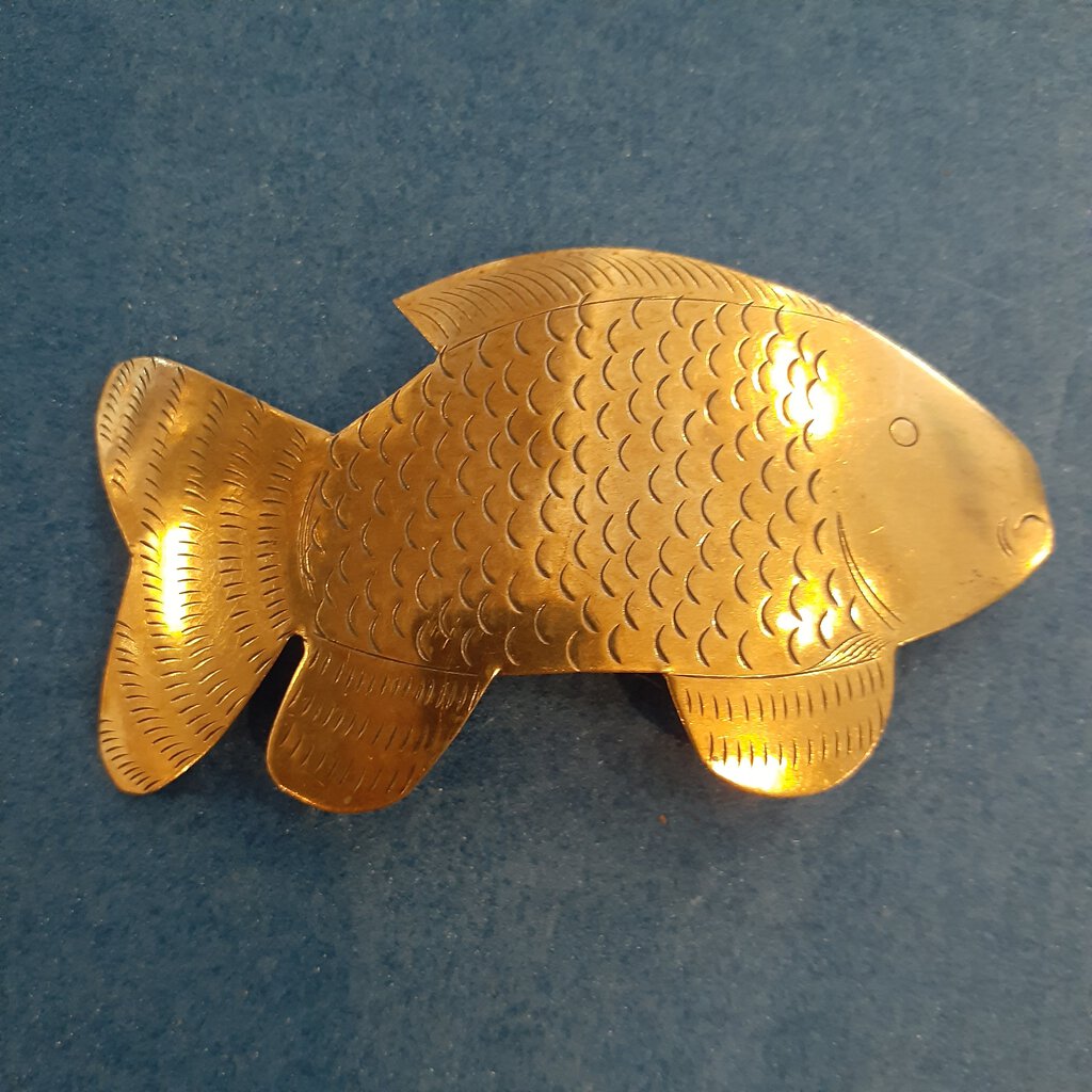 NEW Barette - Stamped Metal Large Fish Gold