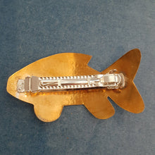 Load image into Gallery viewer, NEW Barette - Stamped Metal Large Fish Gold
