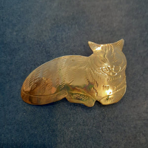 NEW Pin - Stamped Metal Textured Cat Silver