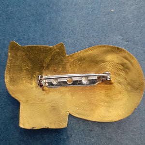 NEW Pin - Stamped Metal Medium Cat Gold