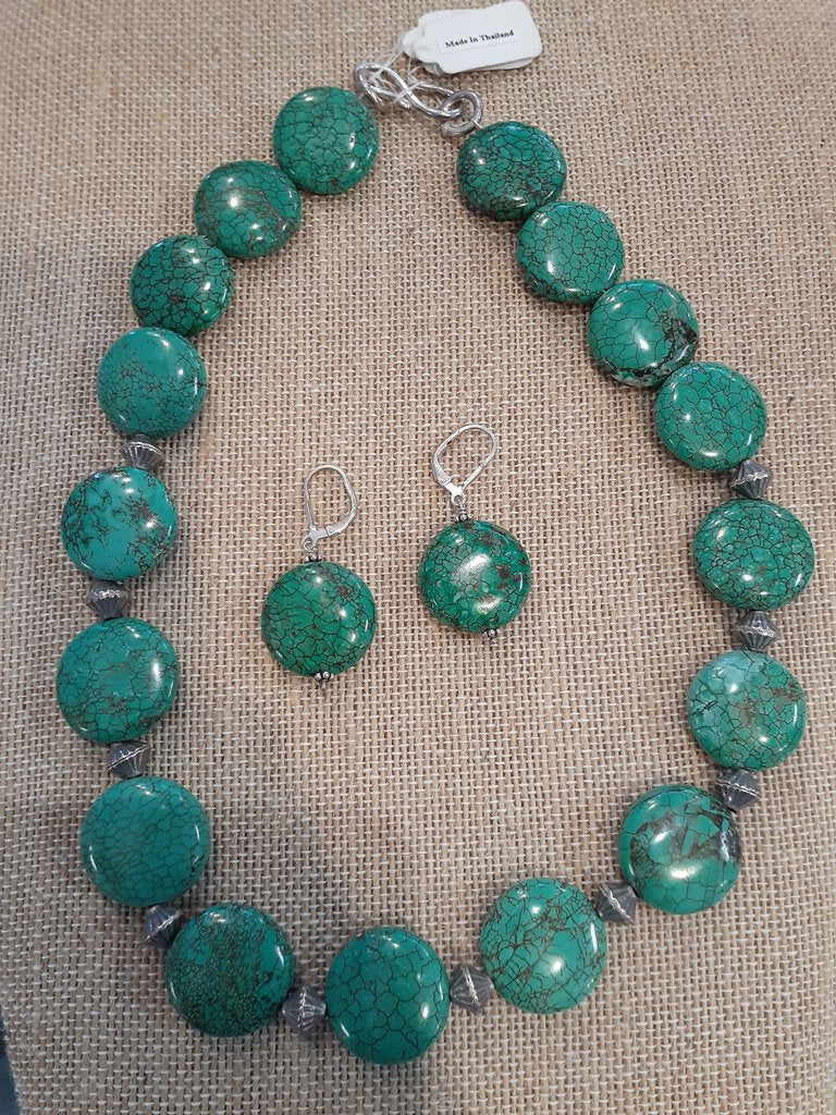 NEW Necklace Earrings Set - Thai Silver & Turquoise