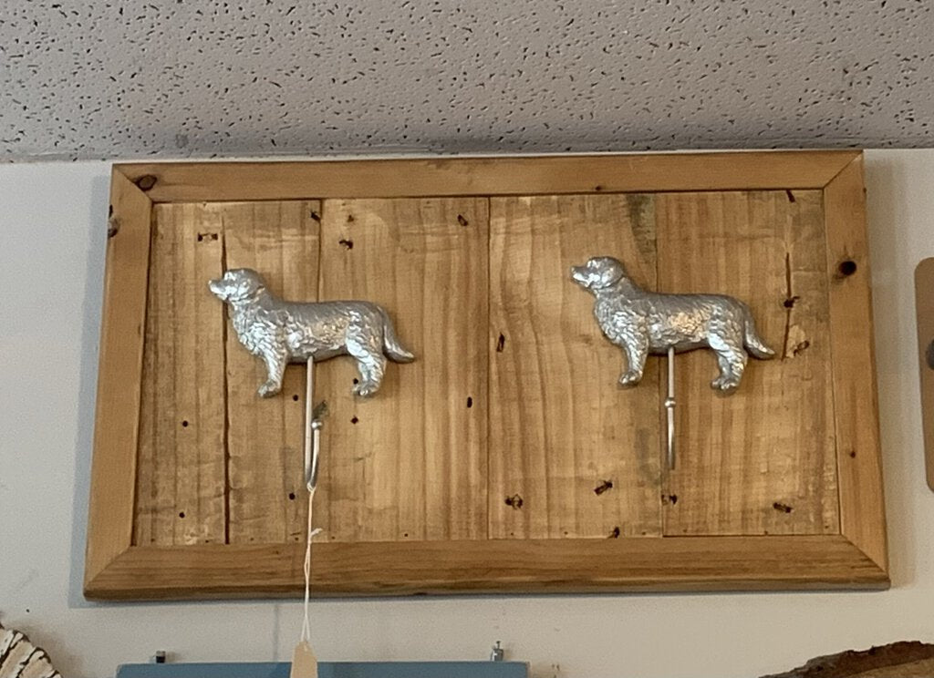 Mounted Silver Dogs Wall Hooks