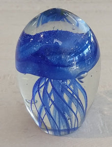 NEW Art Glass Jelly Fish Paperweight - Blue