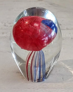 NEW Art Glass Jelly Fish Paperweight - Red/Blue