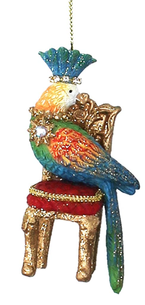NEW Gisela Graham Ornament - Fantasy Jeweled Bird on Chair 13502A