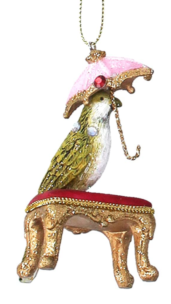 NEW Gisela Graham Ornament - Fantasy Jeweled Bird on Chair 13502C