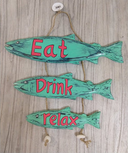 NEW Fish Family Wall Decor - Eat, Drink, Relax