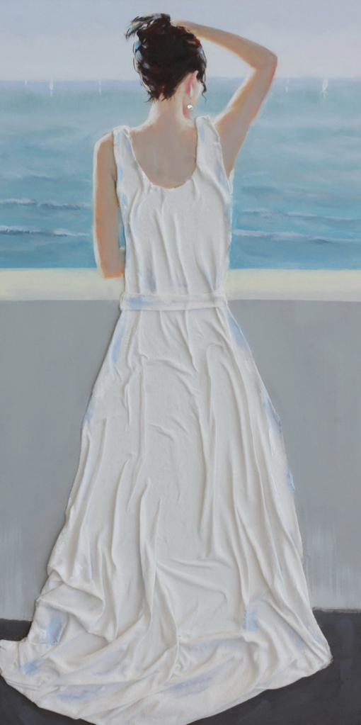 NEW Oil Painting - Woman Standing by the Ocean - 171225-10