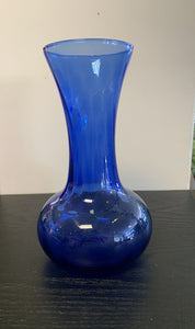 Blue Glass Vase w/Swirled Neck