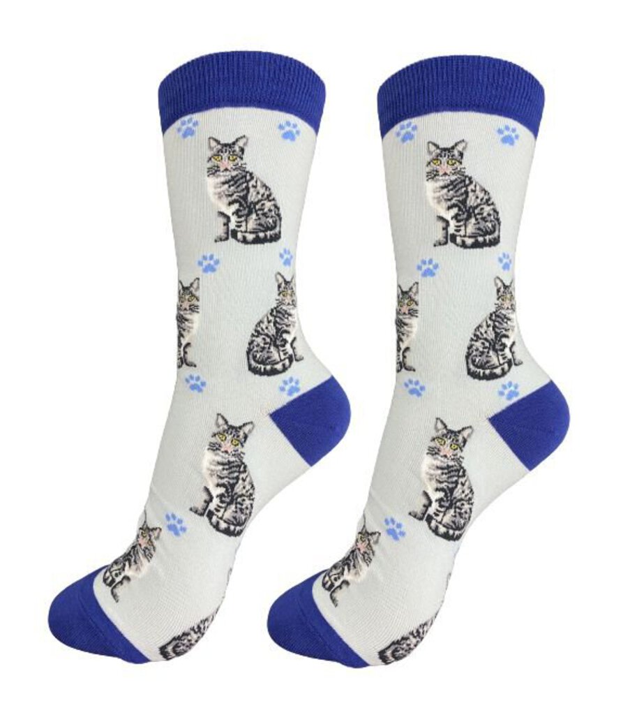 NEW Socks - Happy Tails Silver Tabby Cat - 801FB-8