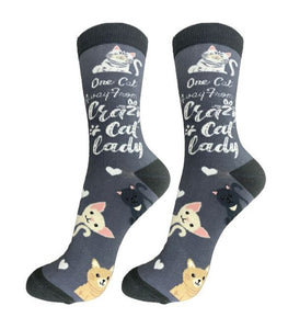 NEW Socks - Happy Tails One Cat Away from being a Crazy Cat Lady - 801FB-229