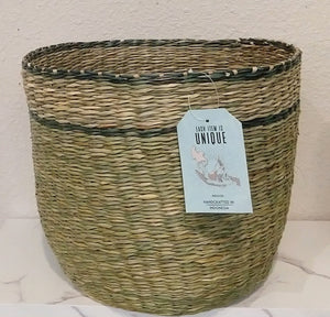 NEW 11"H Handwoven Indonesian Sea Grass Basket
