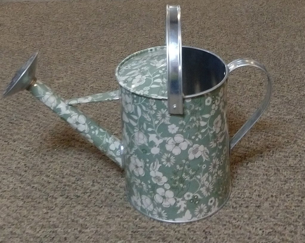 NEW Galvanized Watering Can - Green Floral - 801681