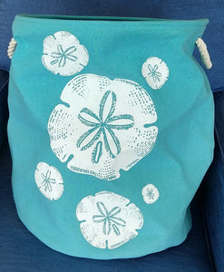 NEW Turquoise Canvas Beach Bag - Sand Dollar Design