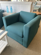 Load image into Gallery viewer, Teal Track Arm Club Chair- small tear in back
