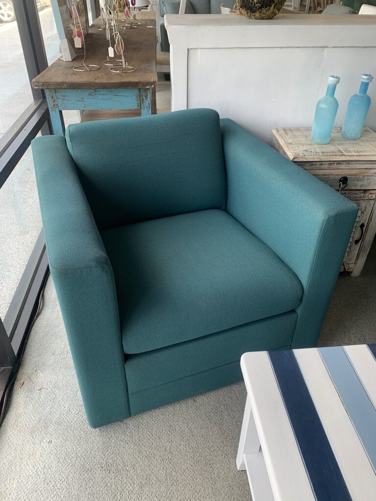 Teal Track Arm Club Chair