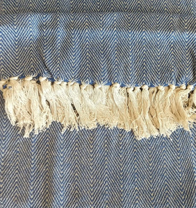 NEW Striped Cotton Throw - Royal Blue & Off-White