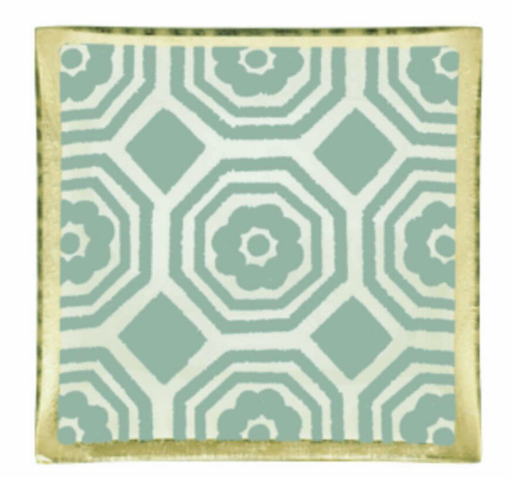 NEW Glass Floral Medallion Trinket Dish - CB178757-C Light Green