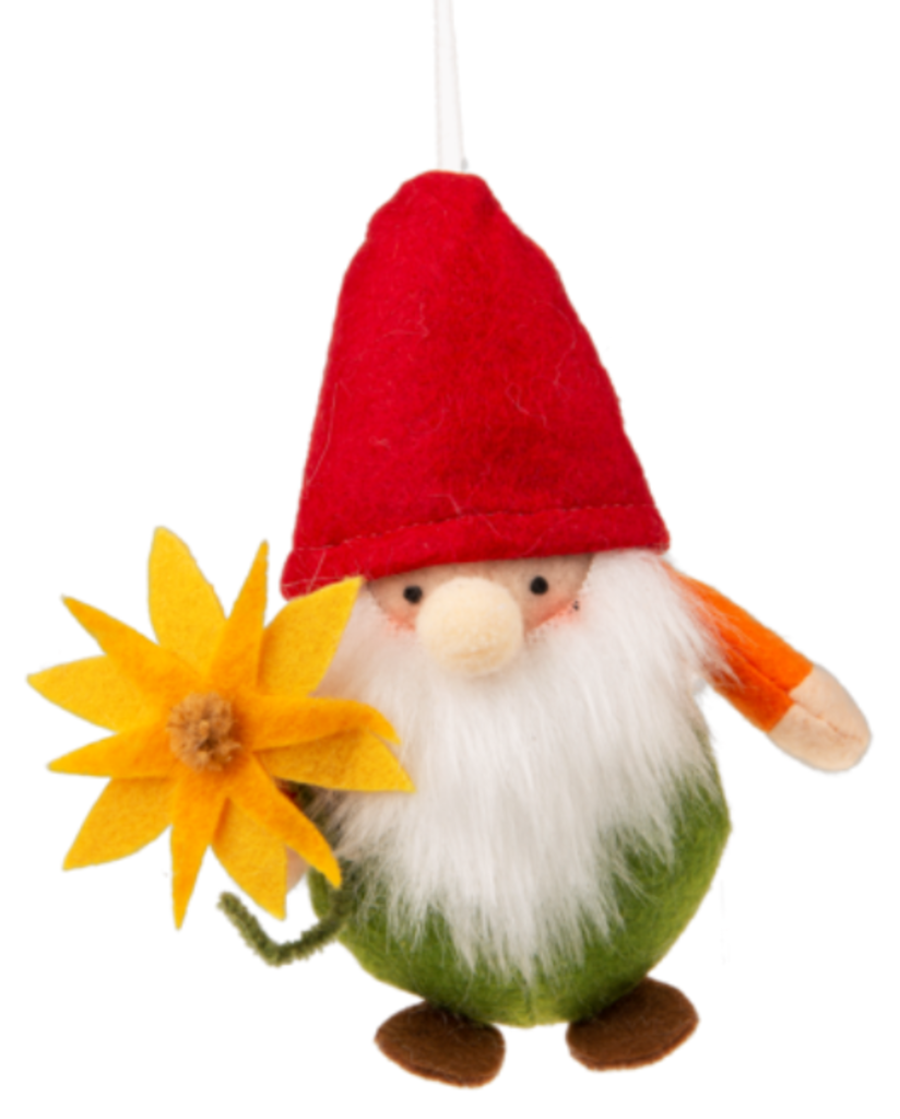 NEW Gnome with Flower Ornament - Red Hat MG182600-C