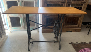 Wheeled Console Table w/ Sewing Machine Base