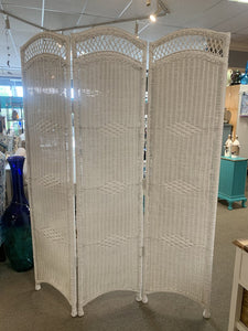 White Wicker 3 Panel Room Divider