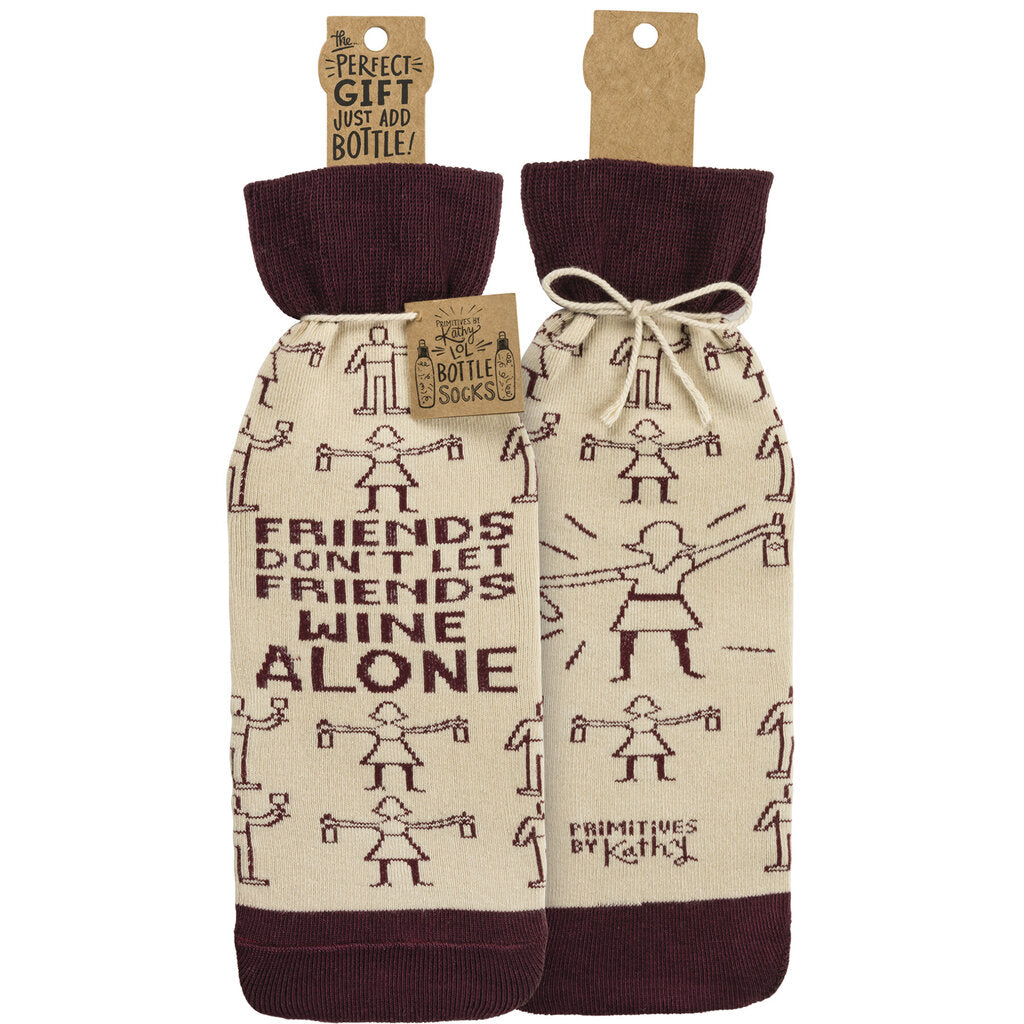 NEW Don't Let Friends Wine Alone Bottle Sock - 38686