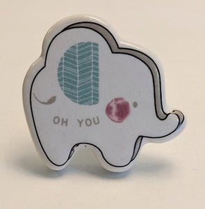 NEW Ceramic Drawer Knob - Elephant "Oh You"
