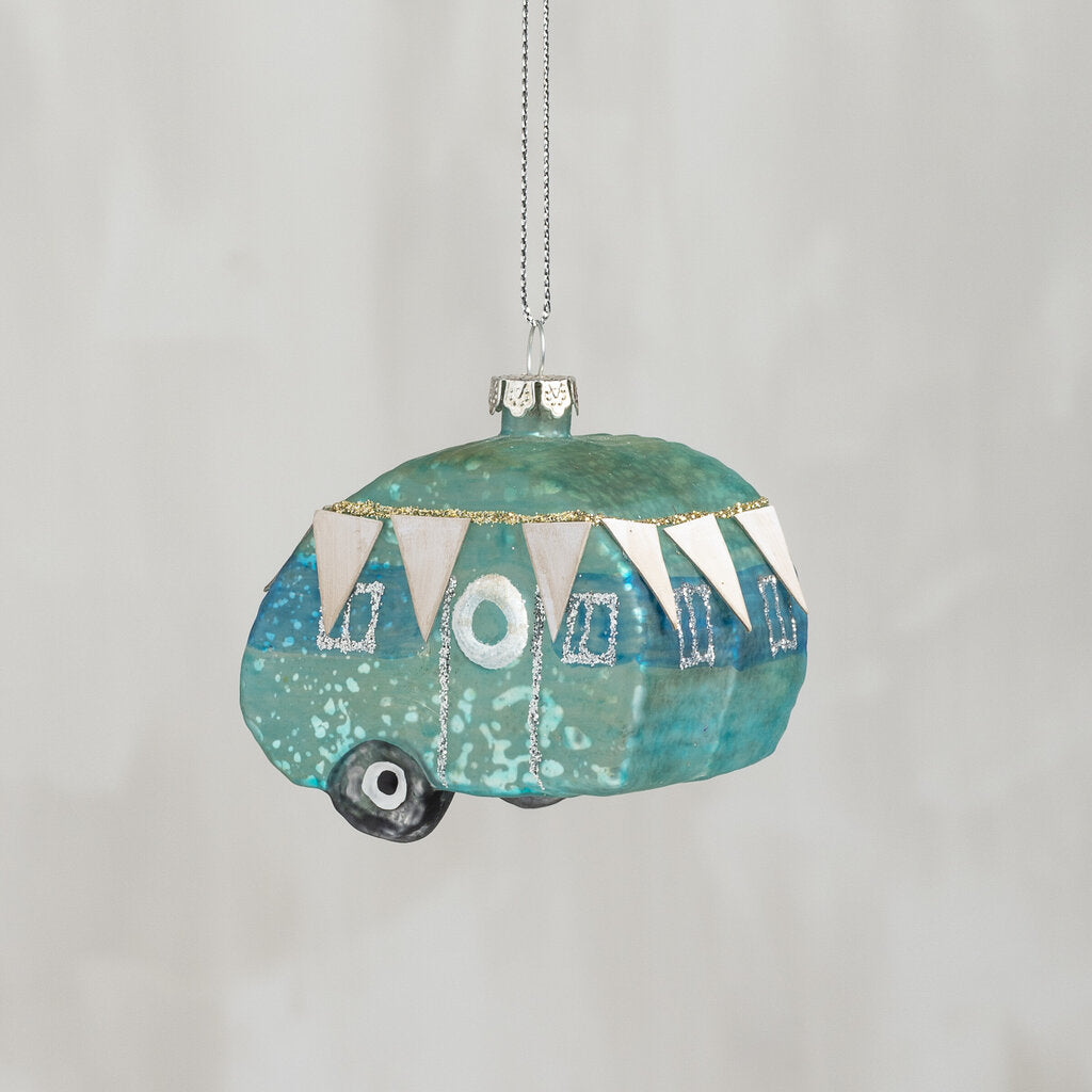 NEW Blue Camper Glass Ornament - 104321