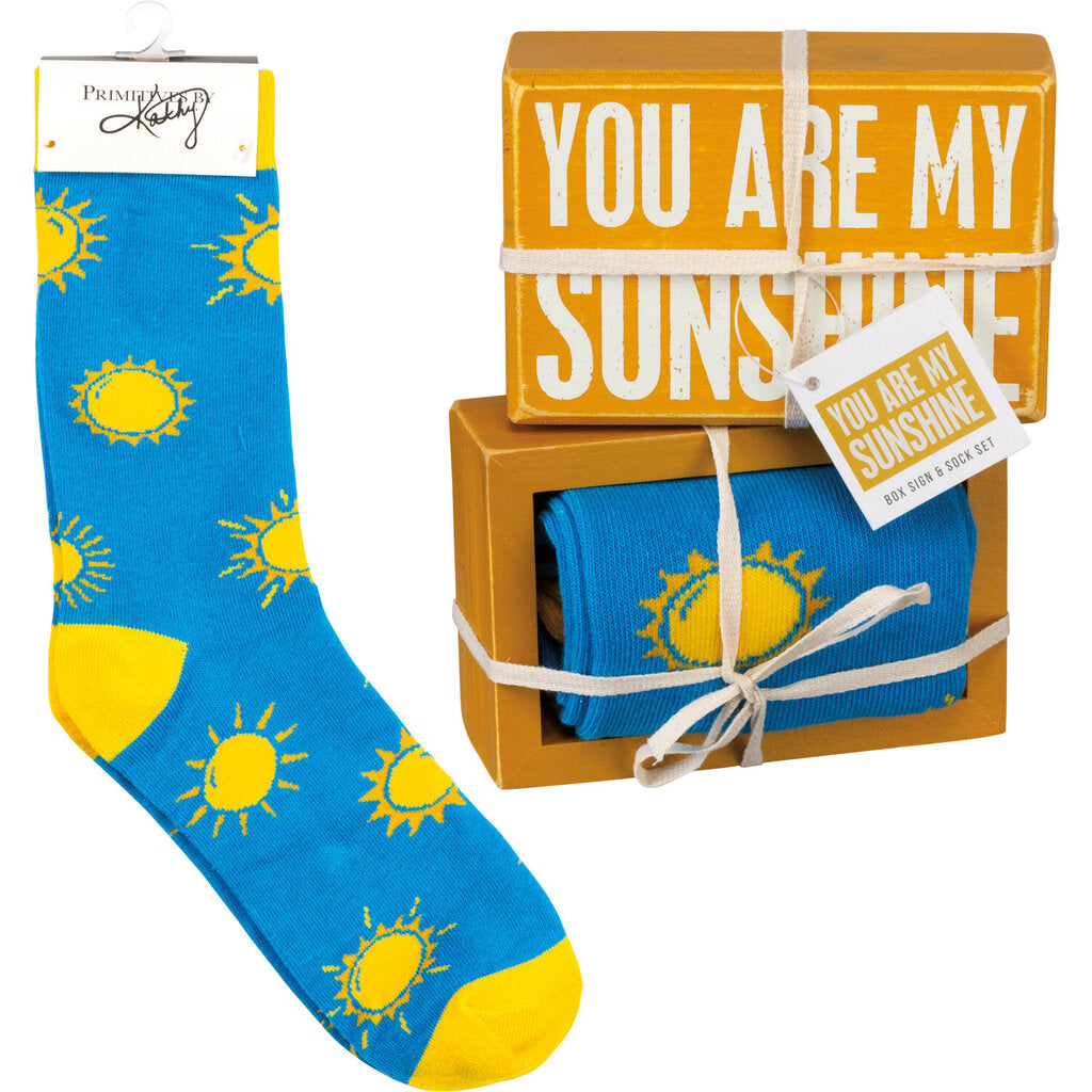 NEW You Are My Sunshine Box Sign And Sock Set - 105545