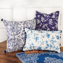 Load image into Gallery viewer, NEW Indigo Floral Pillow - 116444
