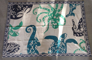 NEW 5' x 7' Off White Rug with Blue & Green Sealife