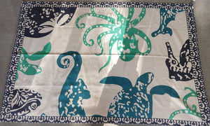 NEW 5' x 7' Off White Rug with Blue & Green Sealife