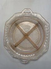 Load image into Gallery viewer, Vintage Pink Depression Glass Floral Divided Dish
