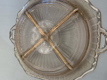 Load image into Gallery viewer, Vintage Pink Depression Glass Floral Divided Dish
