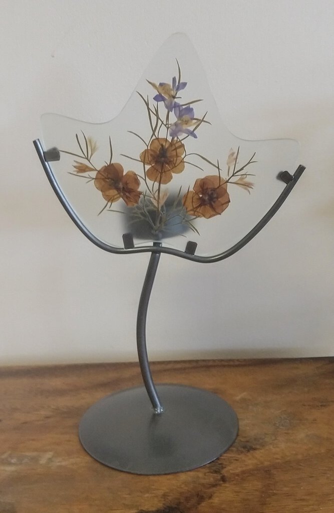 NEW Pressed Floral Design Tea Light Candle Holder - Stem Base