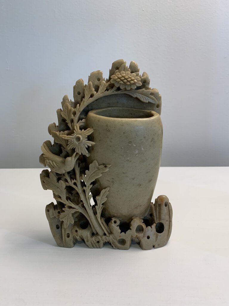 Chinese Hand Carved Soapstone Bud Vase
