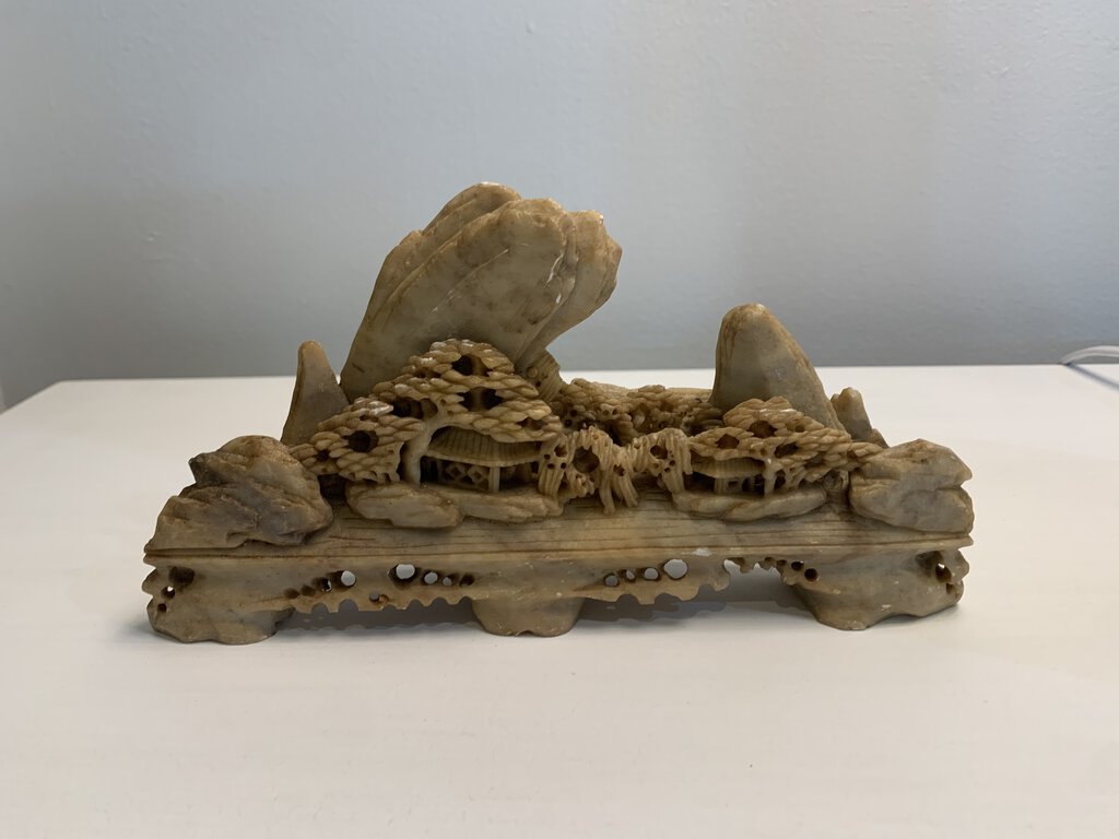 Chinese Hand Carved Soapstone Mountain Village