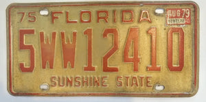 Vintage Florida License Plate 1975