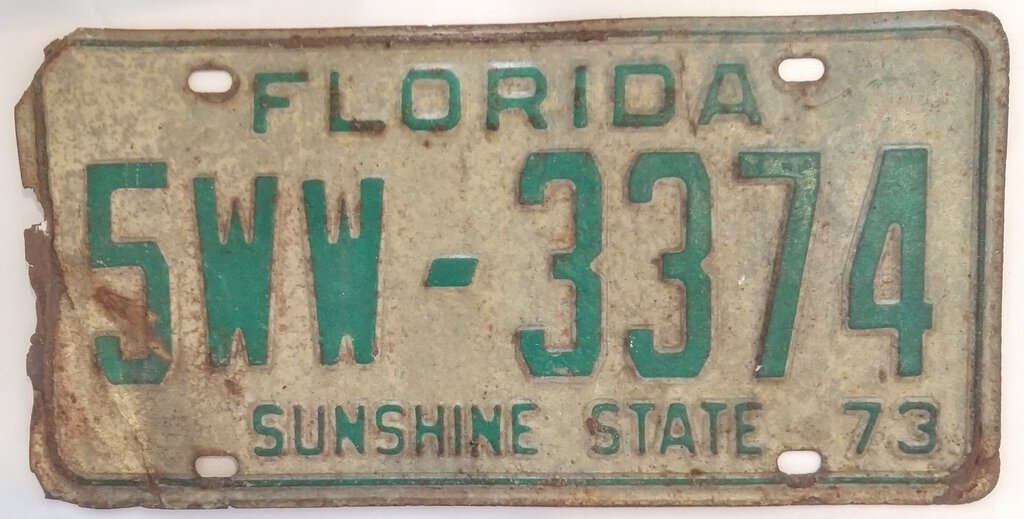Vintage Florida License Plate 1973