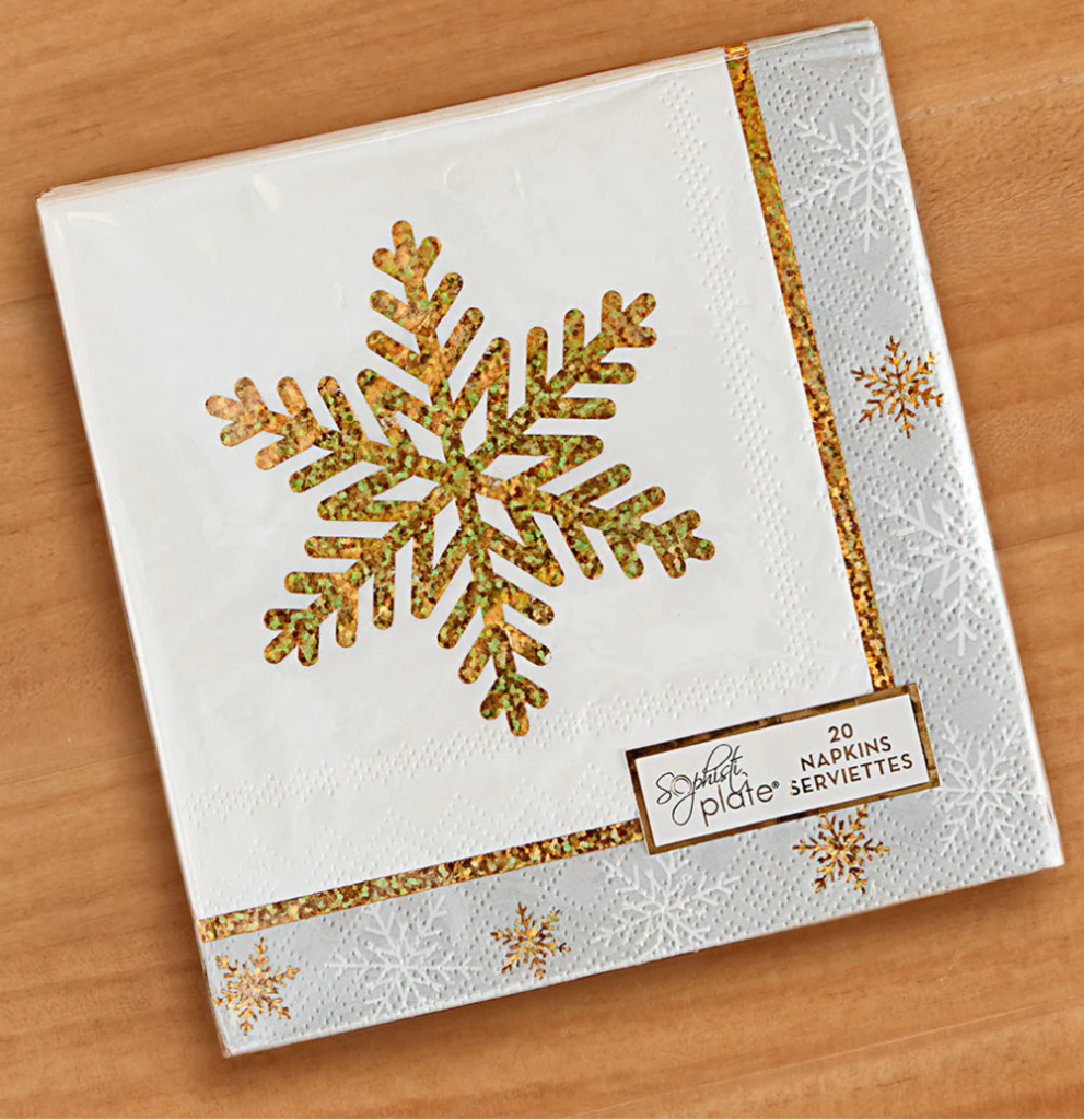 NEW Pack 3-ply (20) Cocktail Napkins - Sophistiplate - Winter Frost
